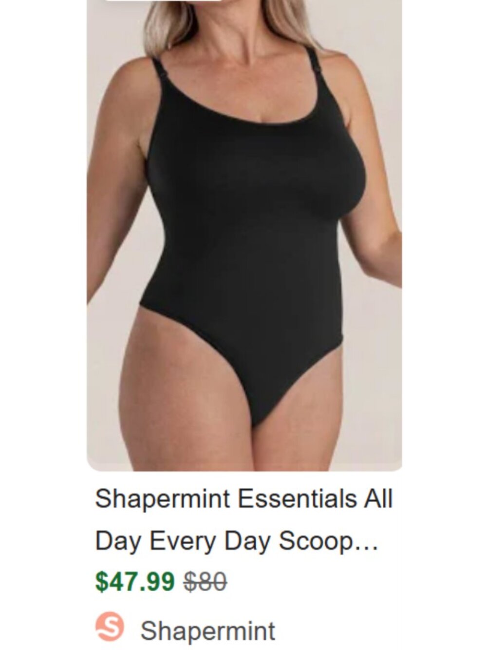 2XL Shapermint Black Essentials All Day Every Day Scoop Neck Bodysuit NWT